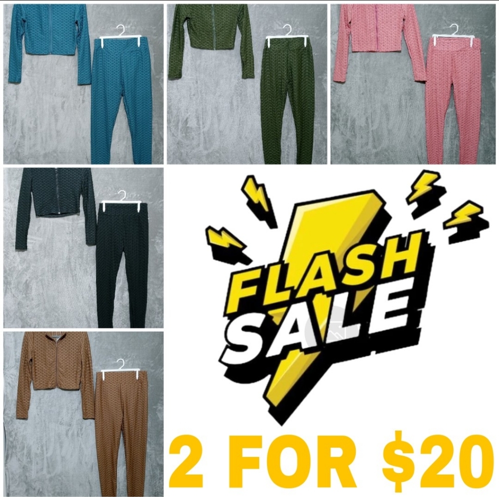 2 Piece Textured Women's Cropped shirts and leggings Sets